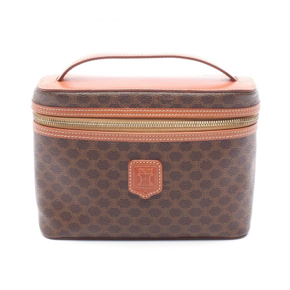 Celine Macadam Handbag Canvas Leather Brown
